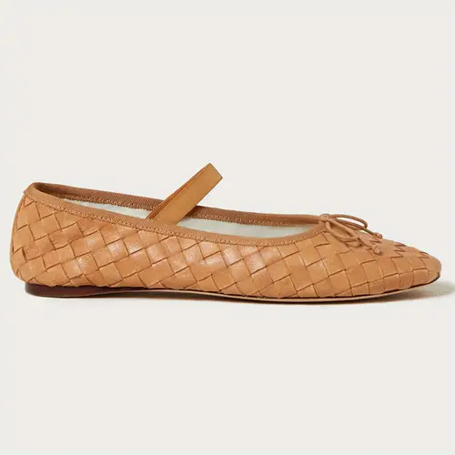 woven ballet flats for women round almond toe mary jane flats stretch band bow ballerina shoes