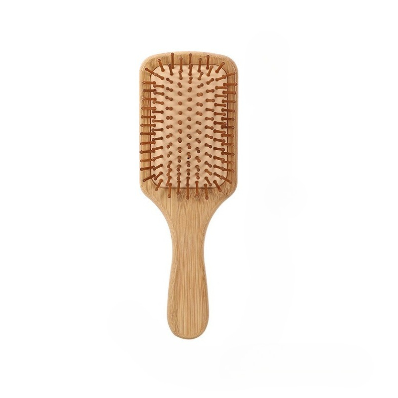 Professional Cushion Comb, Anti-static Scalp Massager - Wide Teeth For Detangling, Curly/straight Hair Care, Bamboo Handle With Plastic Bristles, For Anti-static And Scalp Massage