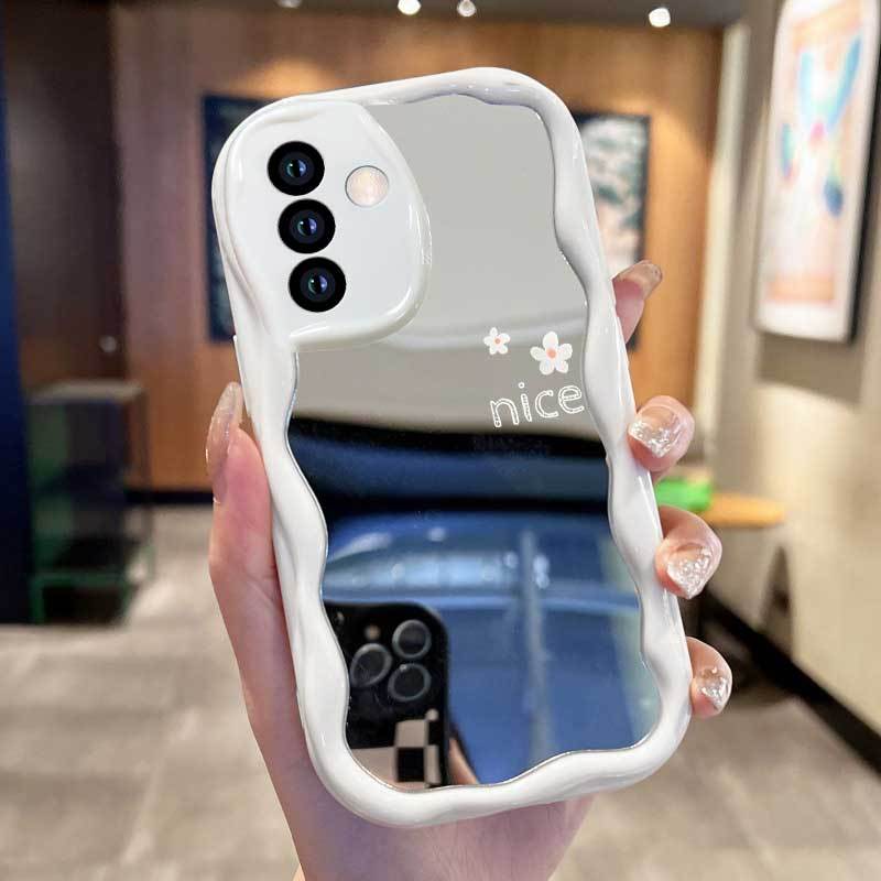 TEMU Phone Case - Nice Make Up Mirror Wavy Frame Phone Case For Galaxy A25 M54 F54 A55 A35 S22  Ultra A12 M12 F12 A06 S25 Plus S24 Fe A16 A26 A36 A56
