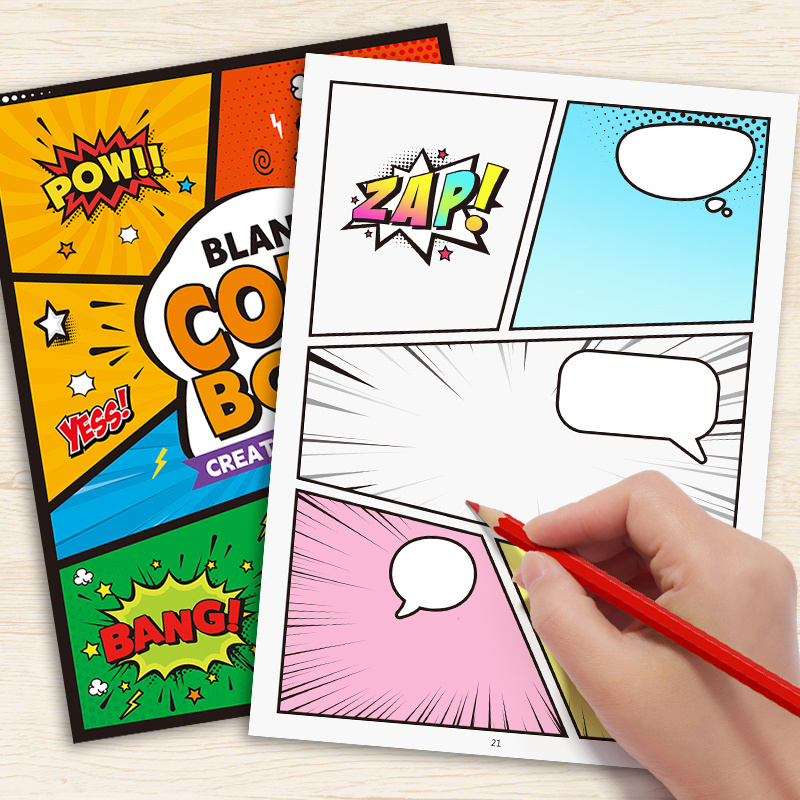 Stitched-style Hand-drawn Comic Drawing Book, Children's Blank Comic Doodle Sketchbook, Adult Stress-relief Drawing Practice Book. Complete The Drawings To Create A . 32 Pages Of Stitched- Blank Pages