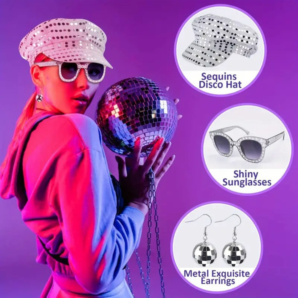 3pcs retro disco accessories set 70s disco costume - Temu display picture 3