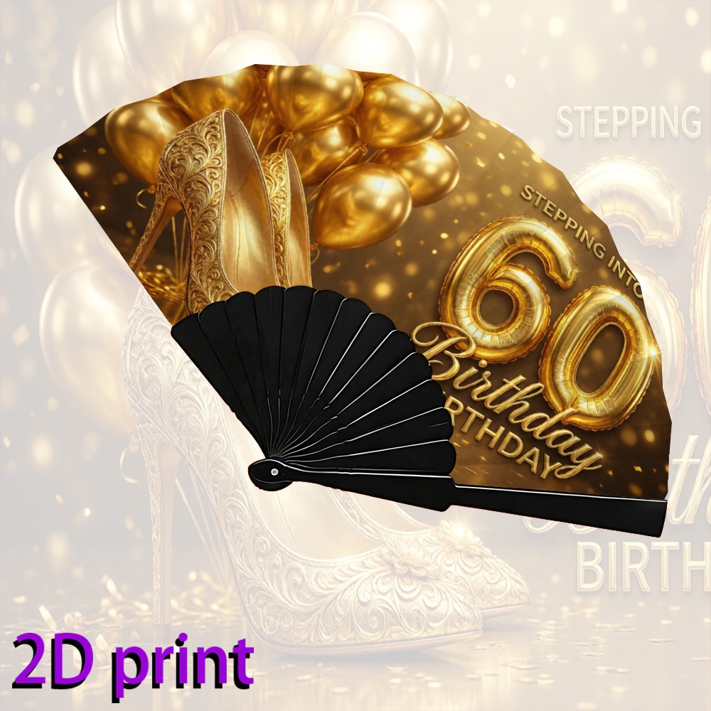 TEMU Sparafo 2D Piatto - Pieghevole da 7 Pollici, Stampa 2D, per Feste di 60簞 Compleanno, Elegante da per , come Regalo per Damigelle al Matrimonio,