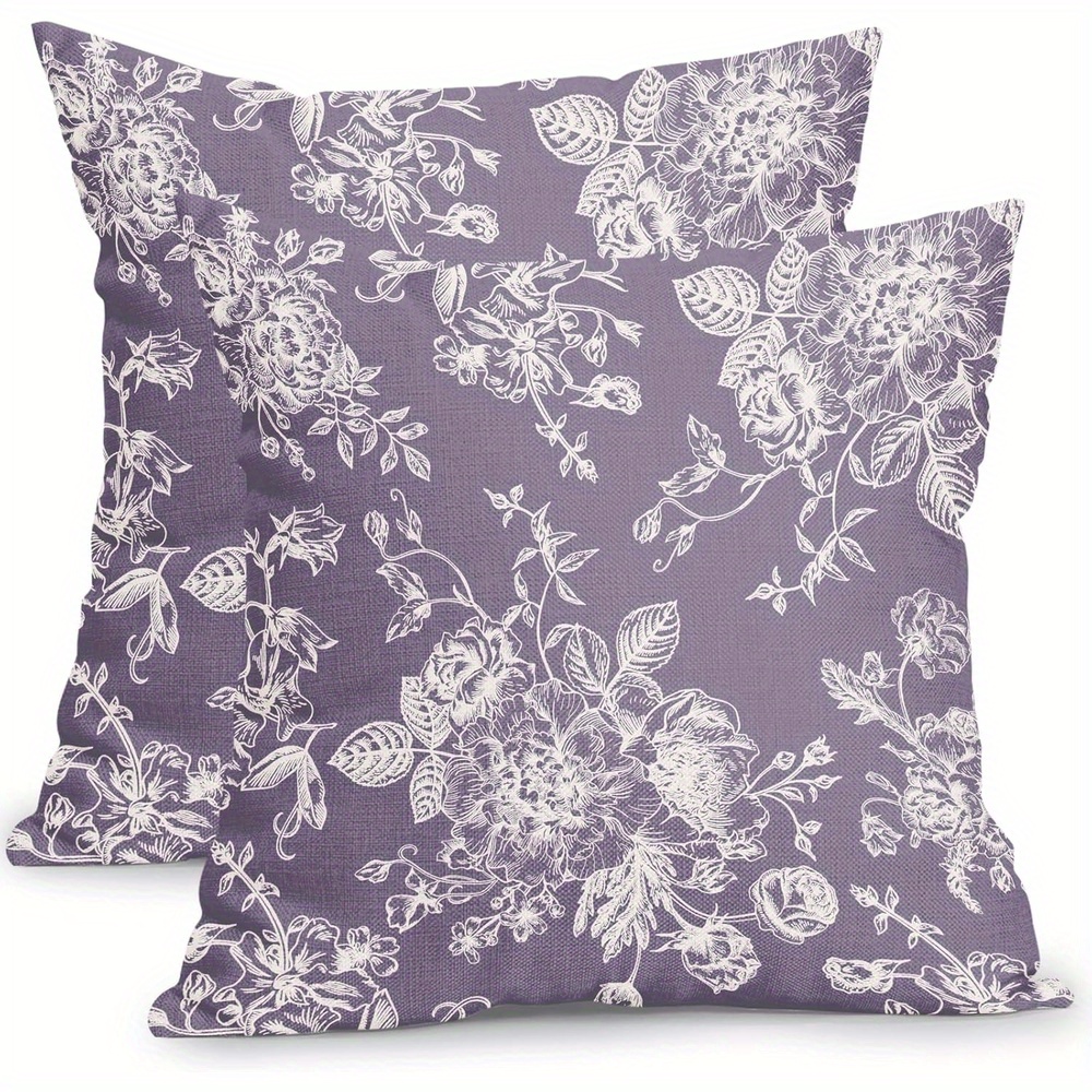 vintage floral pillow covers 18x18 inch set lavender Temu