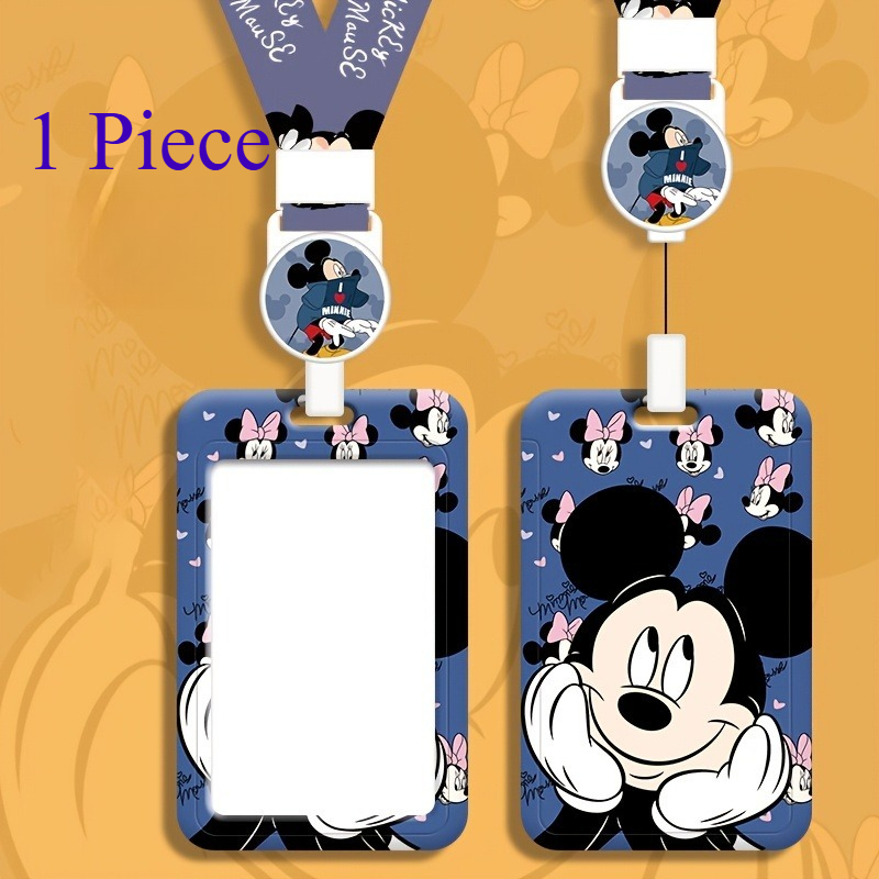 TEMU 2d 1pc Mickey & Mouse Id Holder - -sided Suitable For Campus Id, Credit Cards, , Retractable Card Case With For, Office, Travel, Gift For &