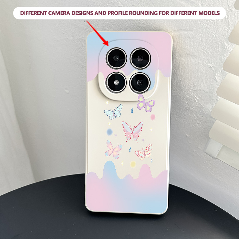 TEMU para Teléfono - Una Blanca de TPU con un Estampado Artístico de Mariposas , Diseñada para Varios Modelos Incluyendo Redmi Note Pro/15 Pro Plus,