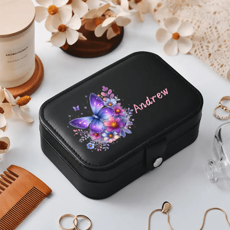 Personalized Sparkle Glitter Butterfly Jewelry Storage Box