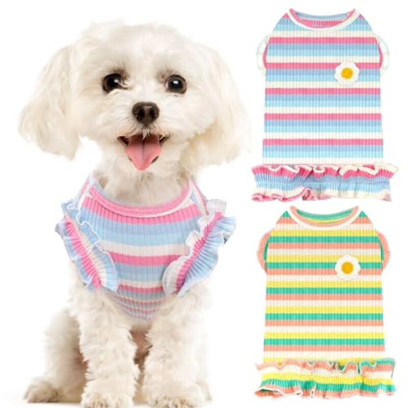 TEMU Doglemi Pet Summer Lightweight Vest Dress Teddy Bear Small Clothes Summer Vest Skirt 2-pack