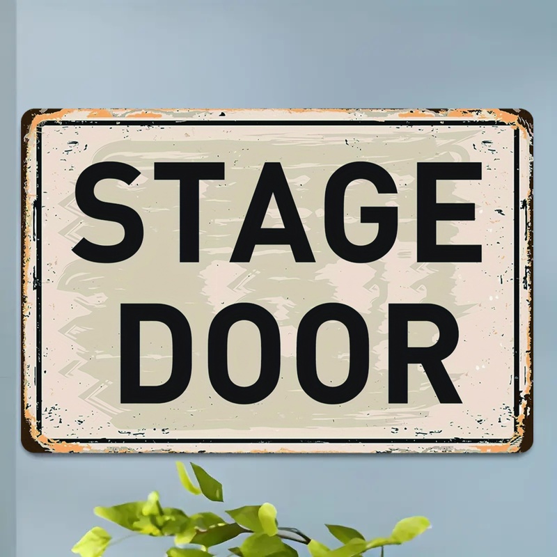 TEMU 2d Flat, 2d Flat Vintage Stage Door Wooden Sign - Home Wall Decor, Suitable For Movie And Musical Theater Entrances, For Indoor And Outdoor Use,