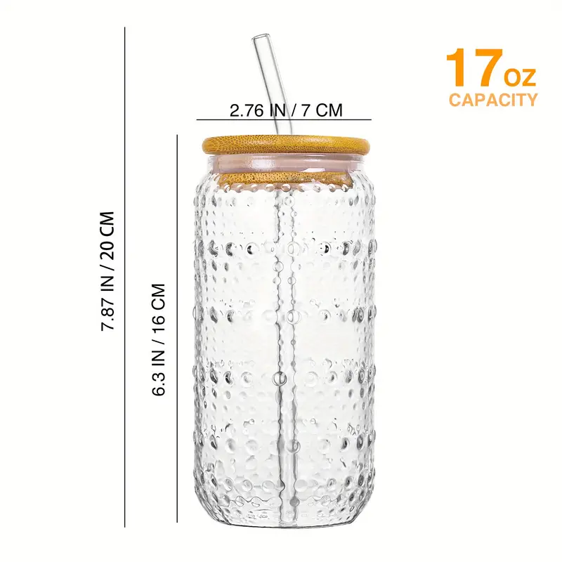 iced coffee cup with lids and straws 17 oz glass tumbler for water smoothie juice drinks Product details 1