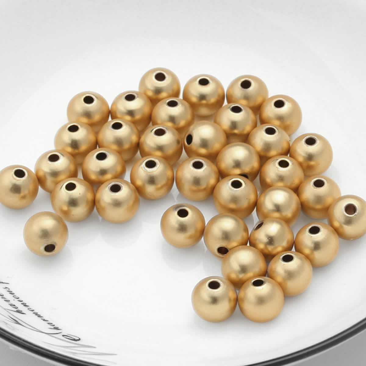 TEMU 40/99/199 pezzi 6/8/10 mm Perline dorate a forma di sabbia con foro dritto, perline decorative - Adatte per di gioielli - Collana, bracciale,