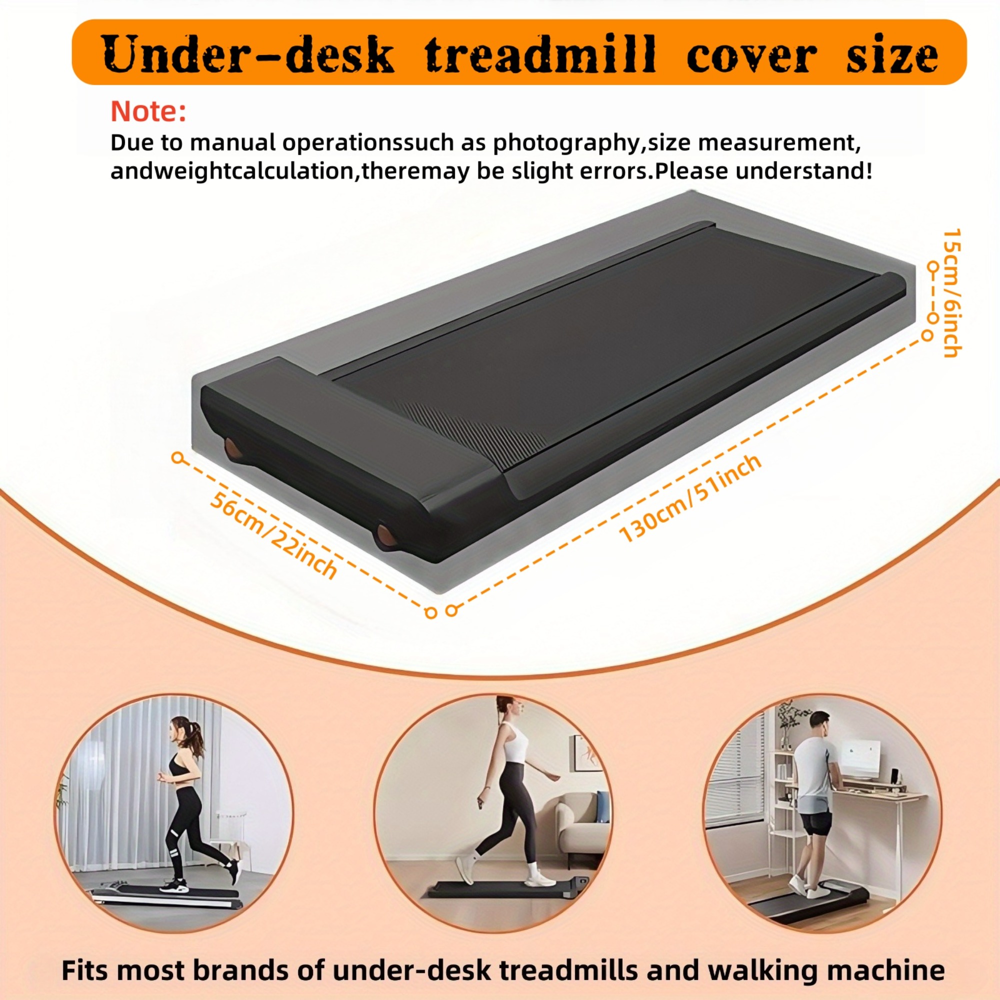Under-Desk Treadmill Cover, Under-Desk Walking Treadmill Cover, Suitable for Most Under-Desk Treadmills, Durable 420D Oxford Fabric, Black, Treadmill Accessory (Cover solely)