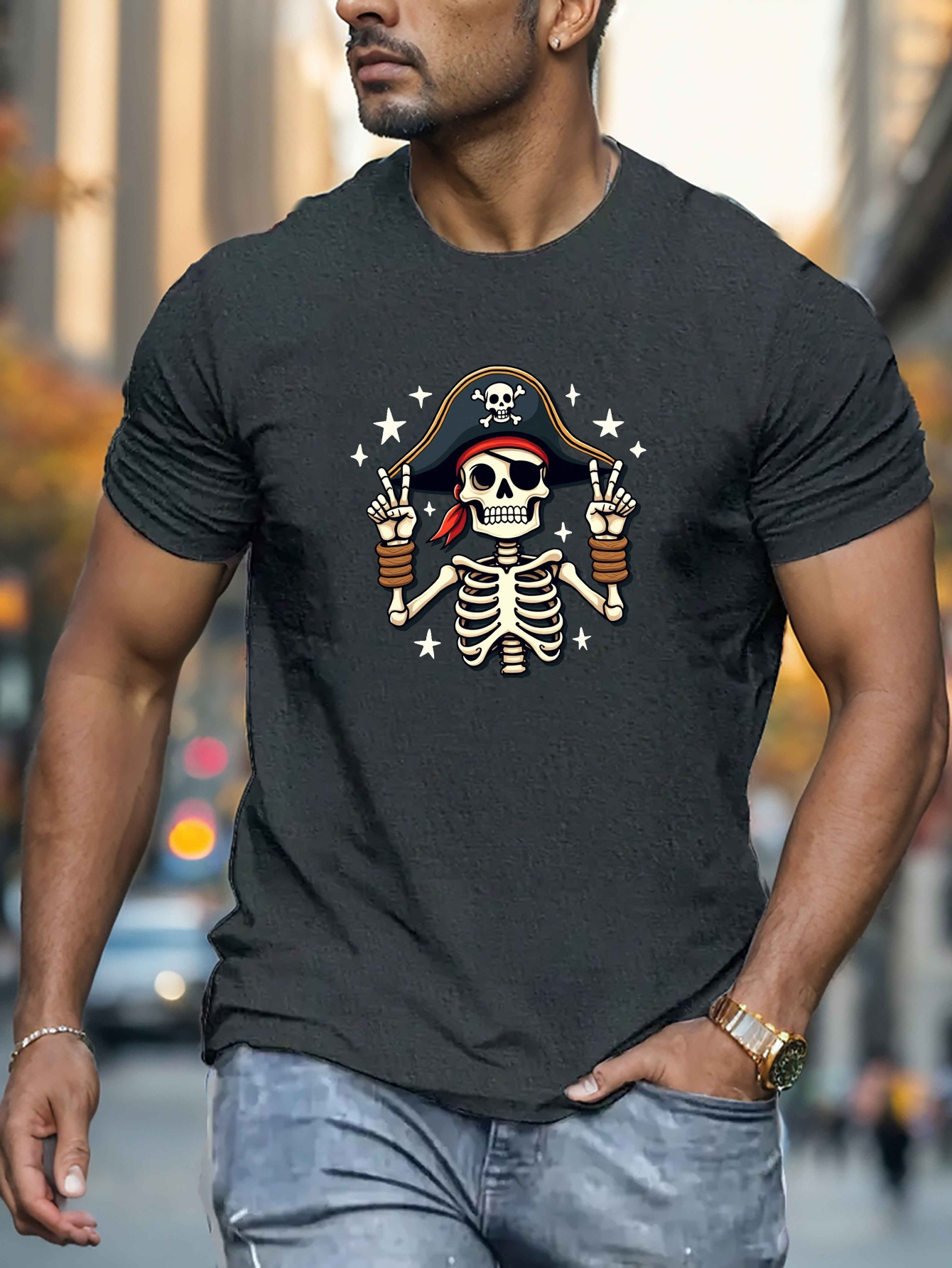 camiseta manga corta estampado esqueleto dibujos animados Temu Spain