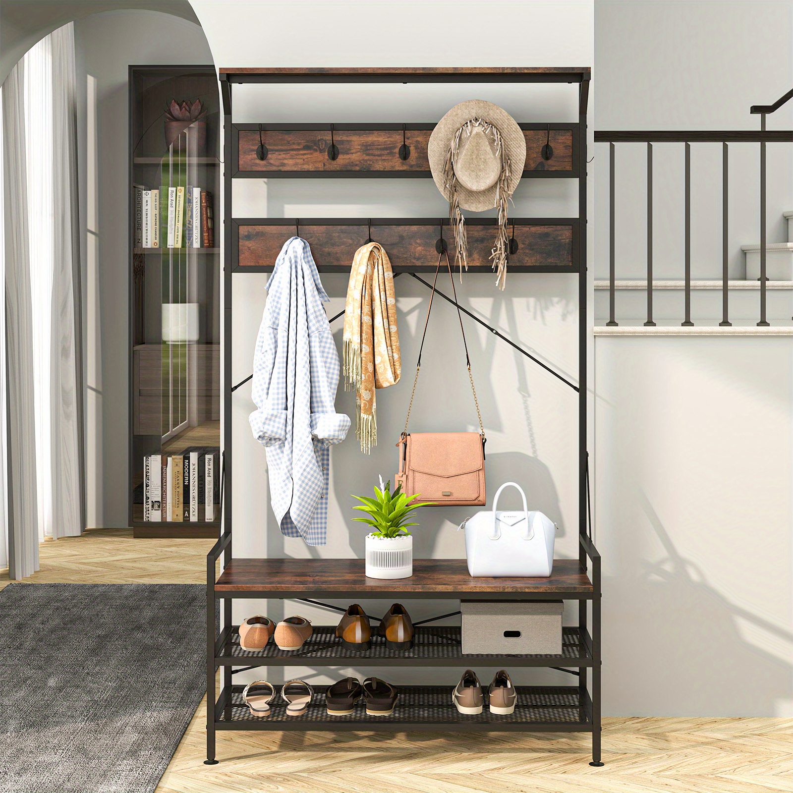 Shoe Rack And Coat Rack 4 Tier Shoe Rack & Coat Rack Combo