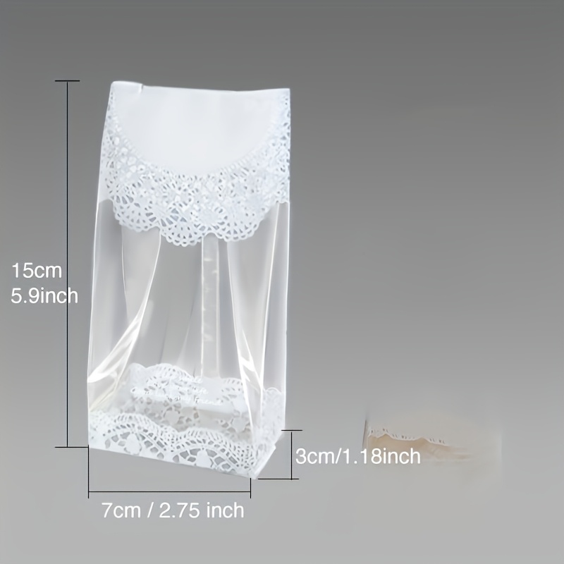TEMU 30pcs Sachets OPP Transparents en Dentelle - Design Élégant en Dentelle Blanche pour Cadeaux d'Invités, Emballage Cadeaux et Occasions Spéciales
