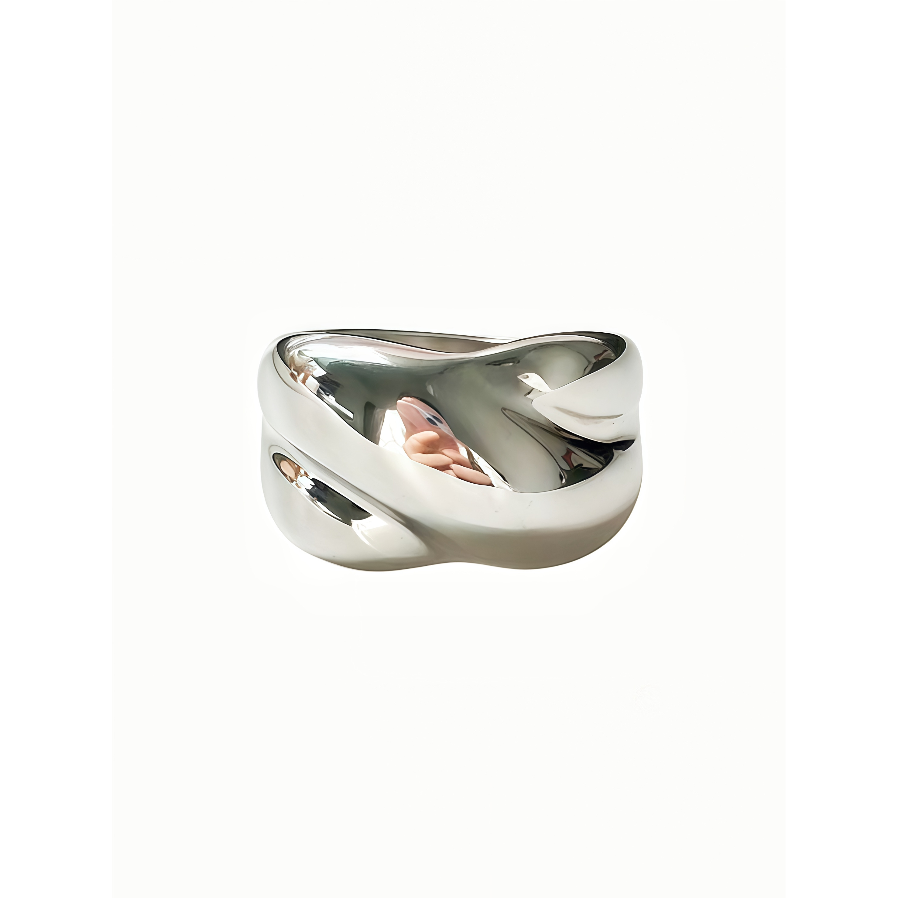 Women's French-Style Irregular Stainless Steel Ring, Elegant Design