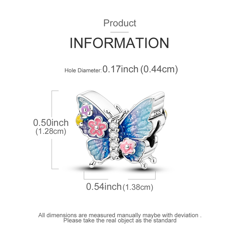 925 Sterling Silver Flower and Butterfly Beaded Pendant