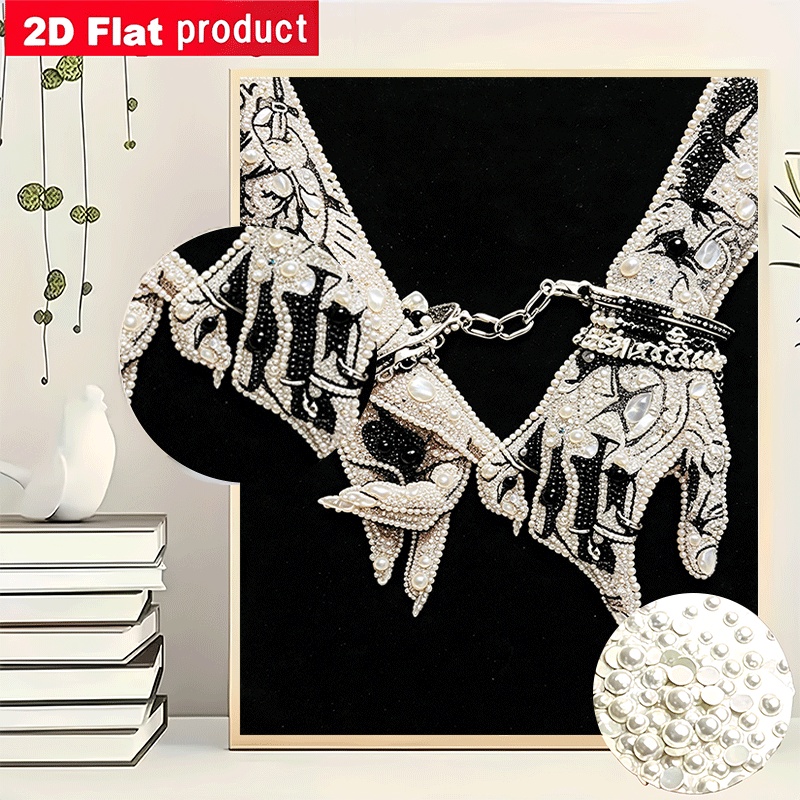 TEMU Neues Perlen-Mal-Set 2026 mit zweihändigem Musterdesign im dunklen Gothic-Stil. Dieses DIY-Strass-Mal-Set zum Selbermachen enthält Werkzeuge ein