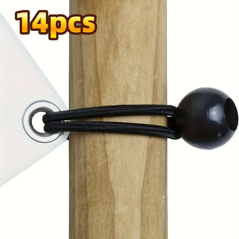 TEMU Lot de 14 cordes élastiques, corde élastique en nylon noir durable avec boule, utilisée pour fixer les tentes, les de fixation de chargement, de