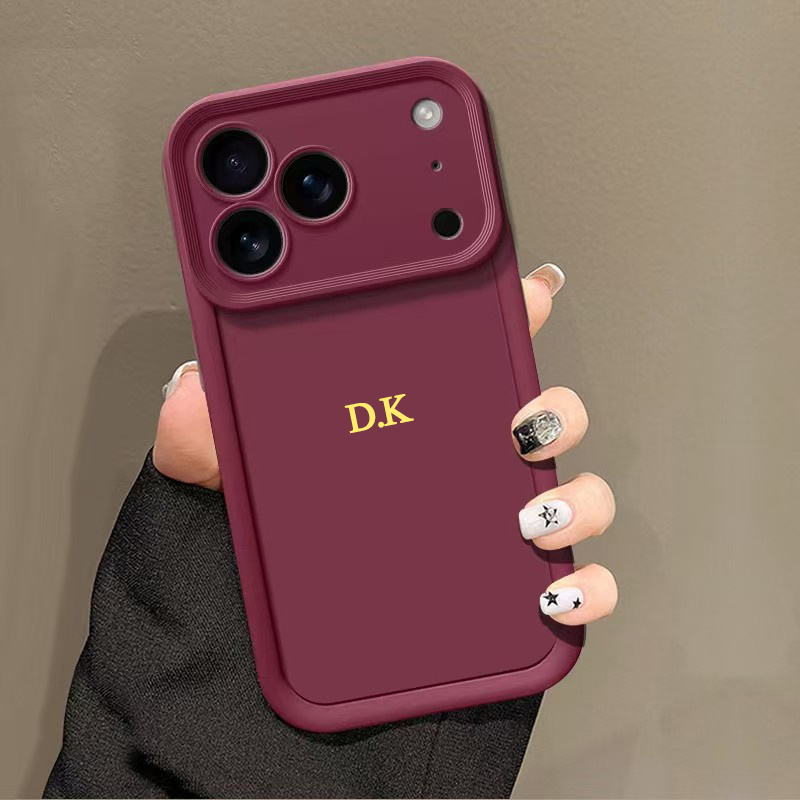 TEMU Phone Case - Tailored 3d Diy Engraved Golden Initials Soft Case For Iphone Air Models 17, 16, 15, 14, 13, 12, 11 Pro Max