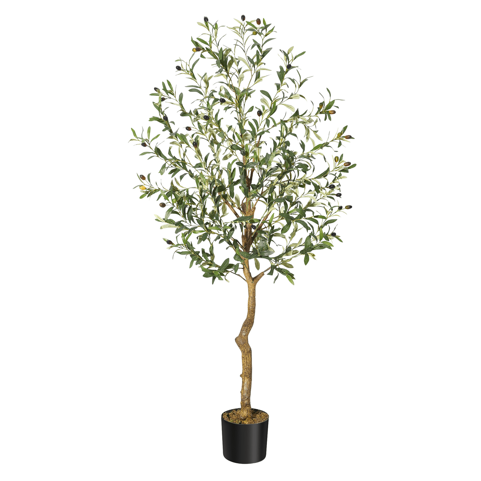 5ft Tall Artificial Olive Tree With Realistic Trunks Adjustable Moss Base And Decorative Fruits Perfect Indoor Home Decor Plant