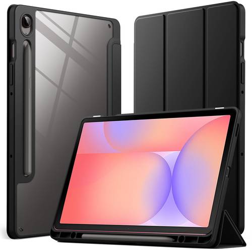 for samsung tablet s10 lite s10 fe s9 9 s9 11 case with pencil holder trifold stand auto wake sleep soft tpu case with back shell for s9 fe s10 fe s10 lite tablets
