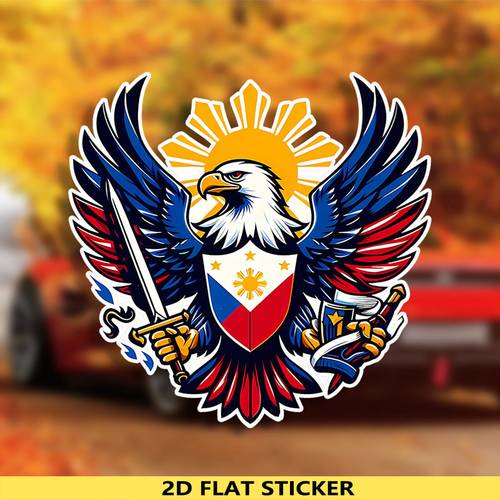 philippine flag pattern waterproof sticker 6 x2 3 design durable pvc material suitable for cars laptops helmets motorcycles vibrant colors all weather protection sunlight background