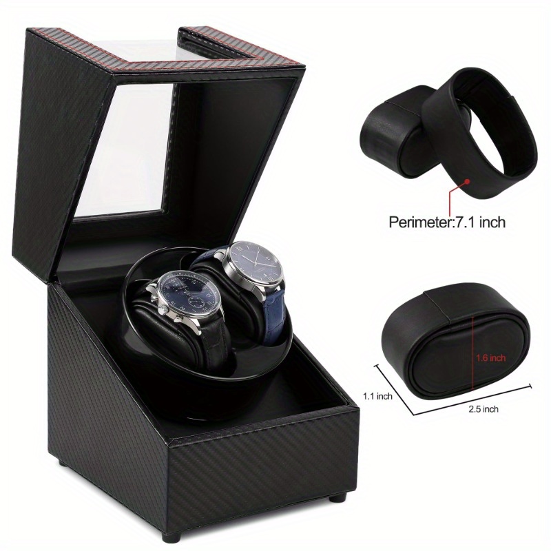 1set Automatic Watch Winder Pu Leather Case With 2 Rotation Watch Storage Box Suitable For Displaying Watches And Other Accessories