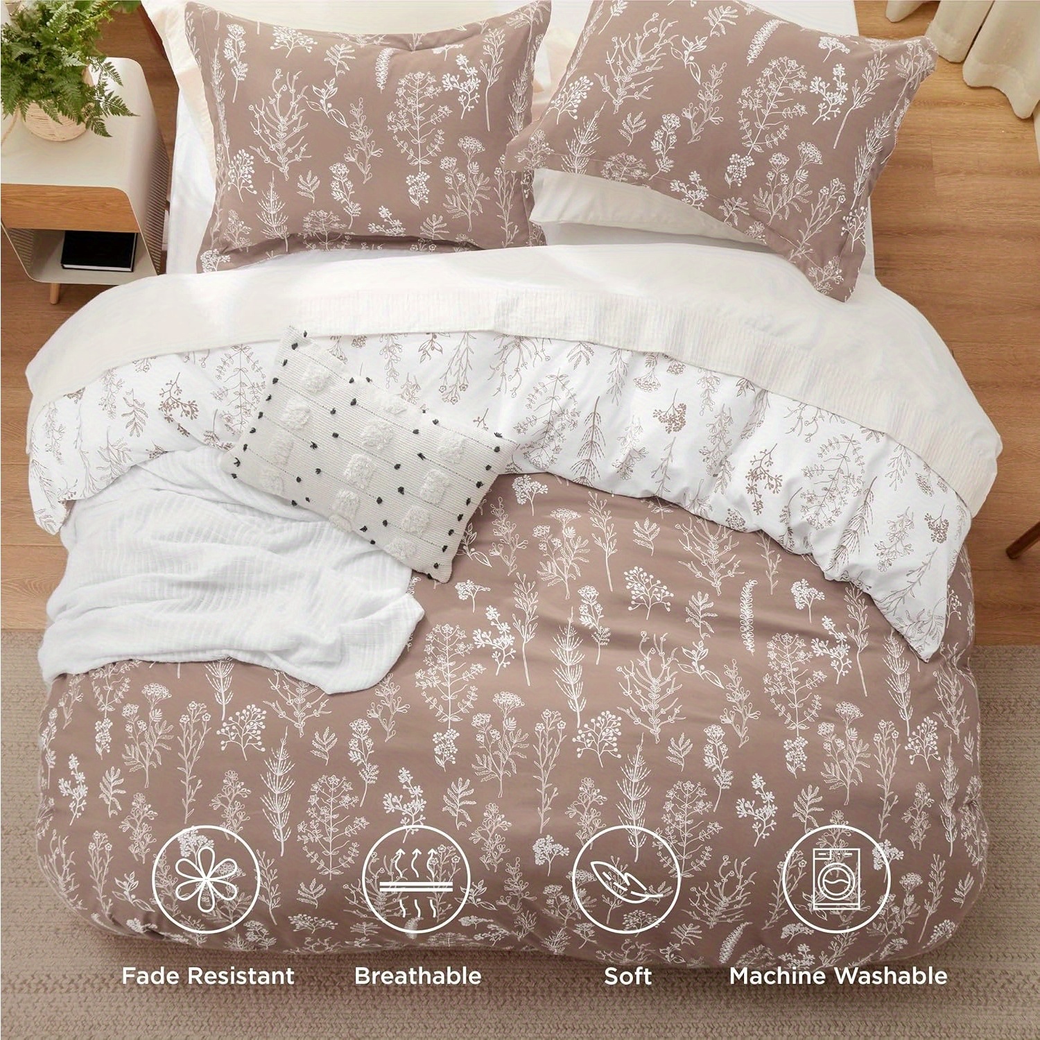 

Bedsure Duvet Cover 2pcs/ 3pcs- Reversible Floral Duvet Cover Set With Zipper Closure, Home Bedding Set, 3pcs, 1 Duvet Cover 104"x90" With 8 Corner Ties And 2 Pillow Shams 20"x36