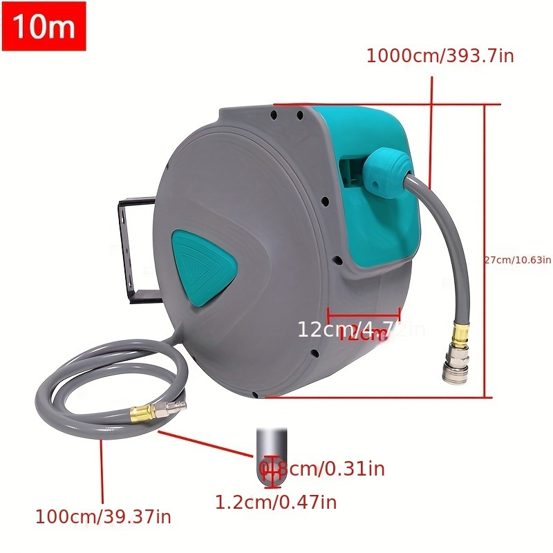 Image of 10/20m Automatic Compressed Air Hose Reel 1/4 Inch Connection Hose Reel Wall-mounted Hose Reel Gray