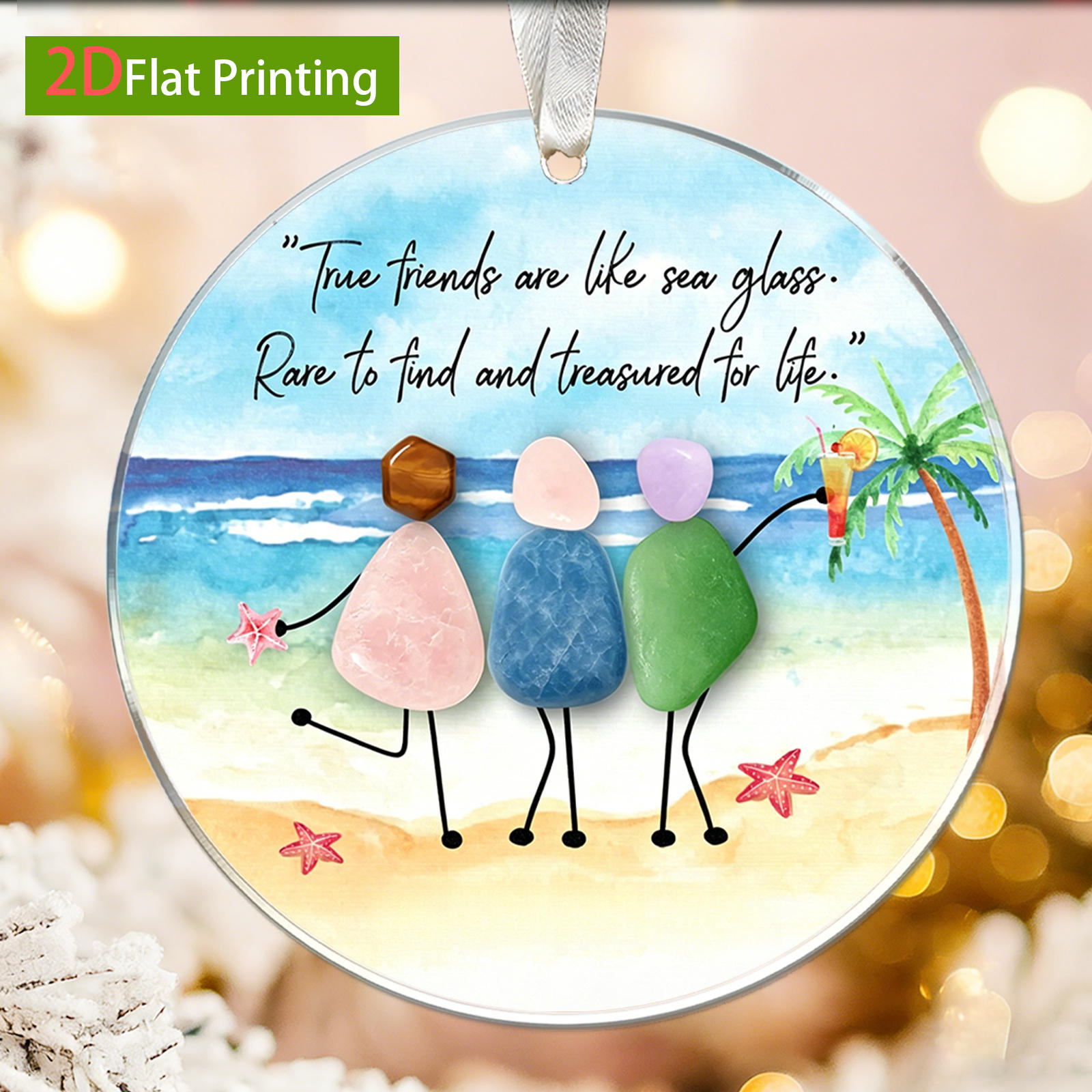 TEMU 2d , 1pc Personalized Friendship Acrylic Pendant - Ideal Commemorative Gift For , Acrylic Pendant With And Quotes, For Christmas Tree Decor,