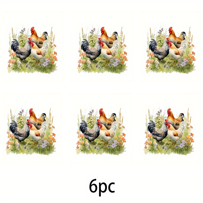 TEMU 1/3/6pcs Chicken And Heat Transfer Stickers Ironing Decals T-shirt Making Pillow Decoration Multicolor Durable Washable Plastic Stickers Press