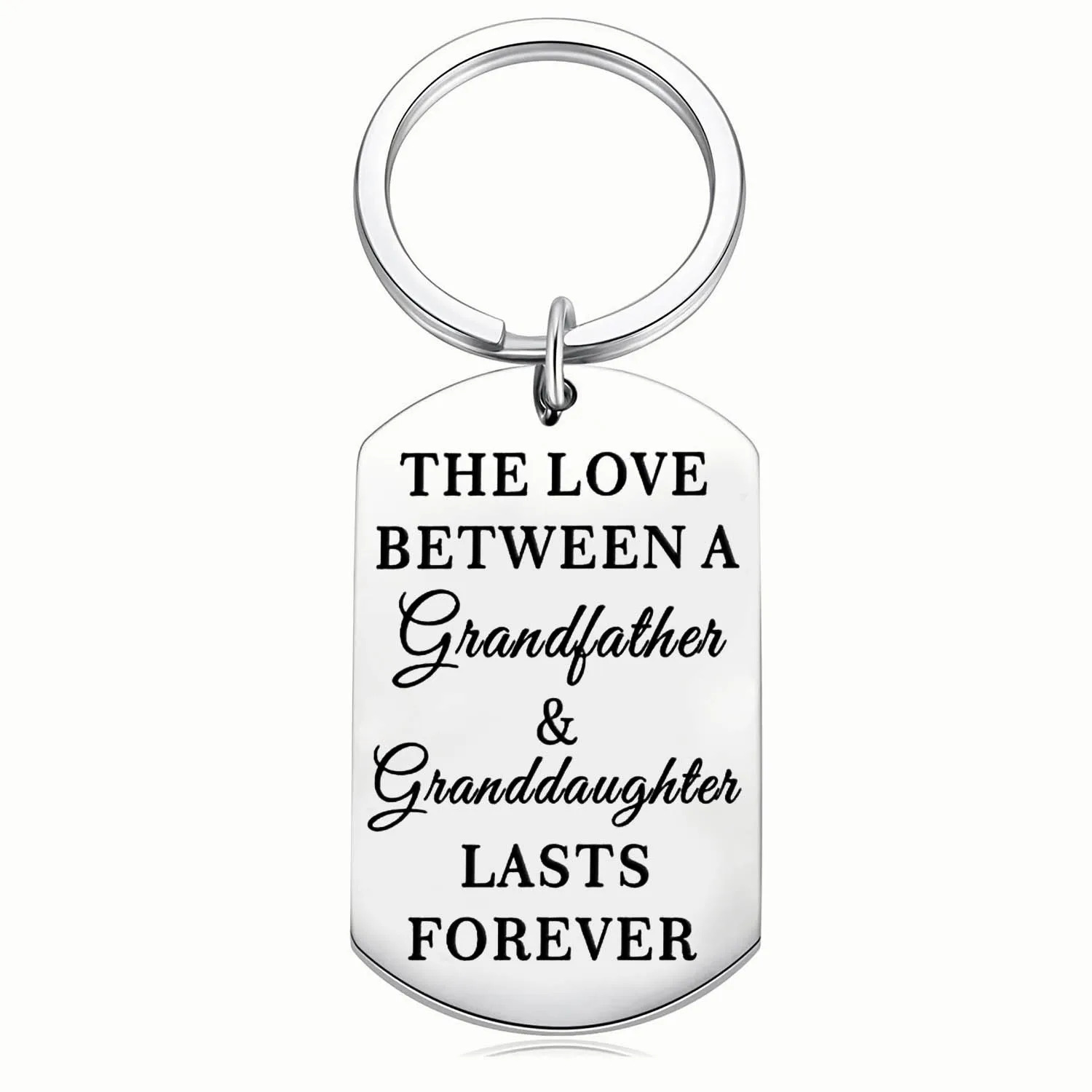 TEMU 1pc Stainless Steel Keychain "the Love Between A Grandfather And Granddaughter Lasts Forever" Engraved Grandparent Gift Durable Metal Key Ring