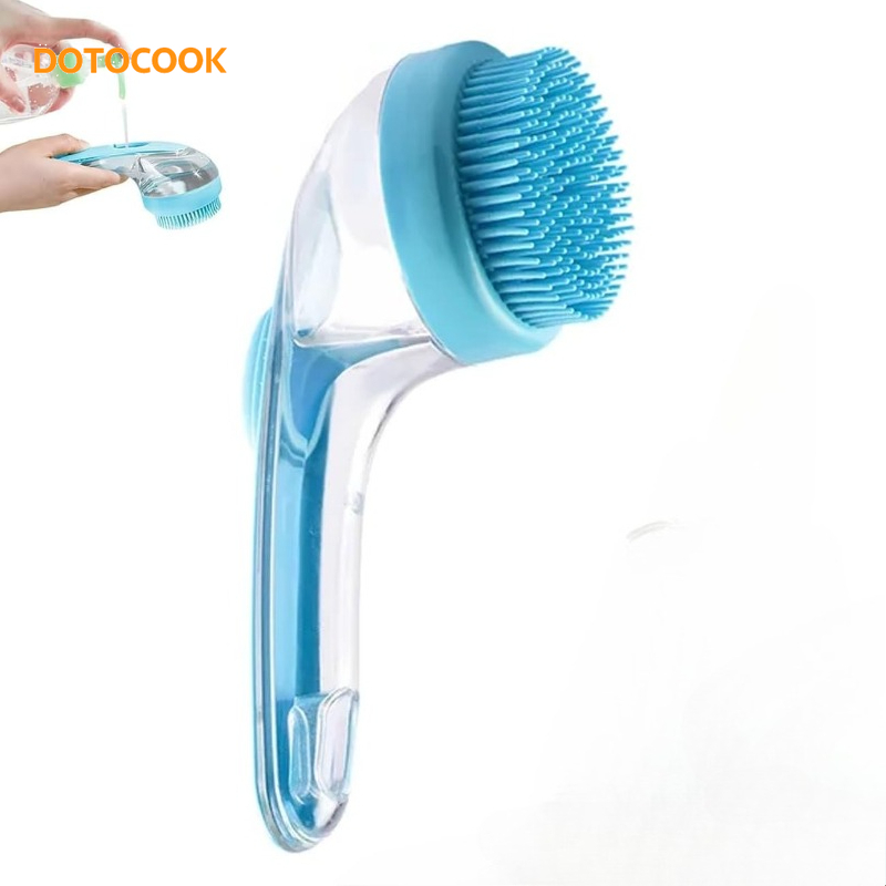 TEMU Dotocook Pet Grooming Bath Massage Brush, 2 In 1 Pet Bath Brush Soft Dog Scrubber For Bath With Built-in Shampoo Dispenser For Long Short Haired