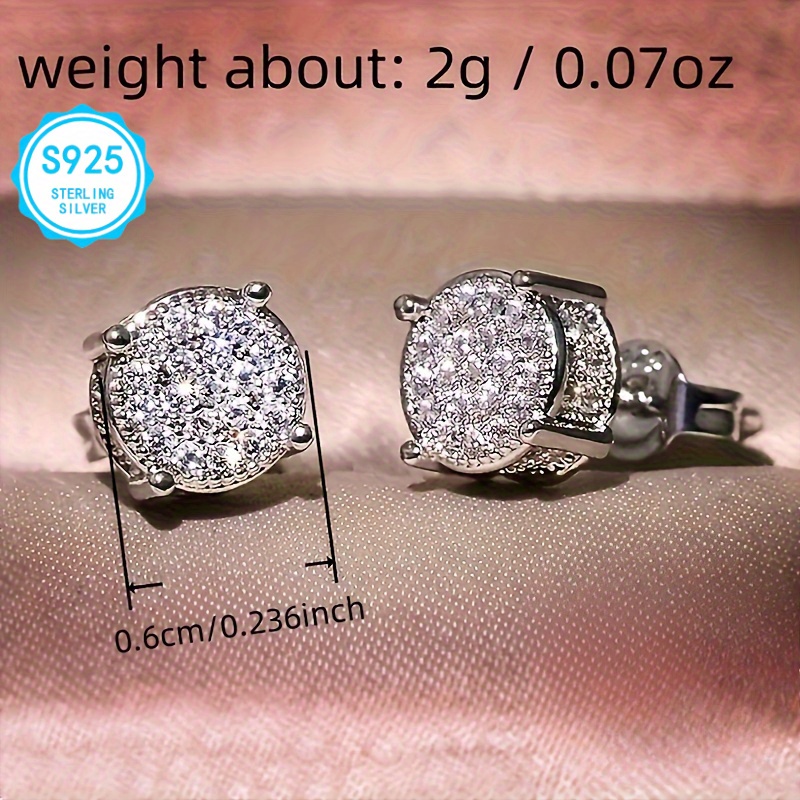  2pcs elegant simple 925 silver earrings hypoallergenic nickel free with square moissanite suitable for women party and daily decoration 925 silver earrings   of shiny moissanite earrings Product details 2