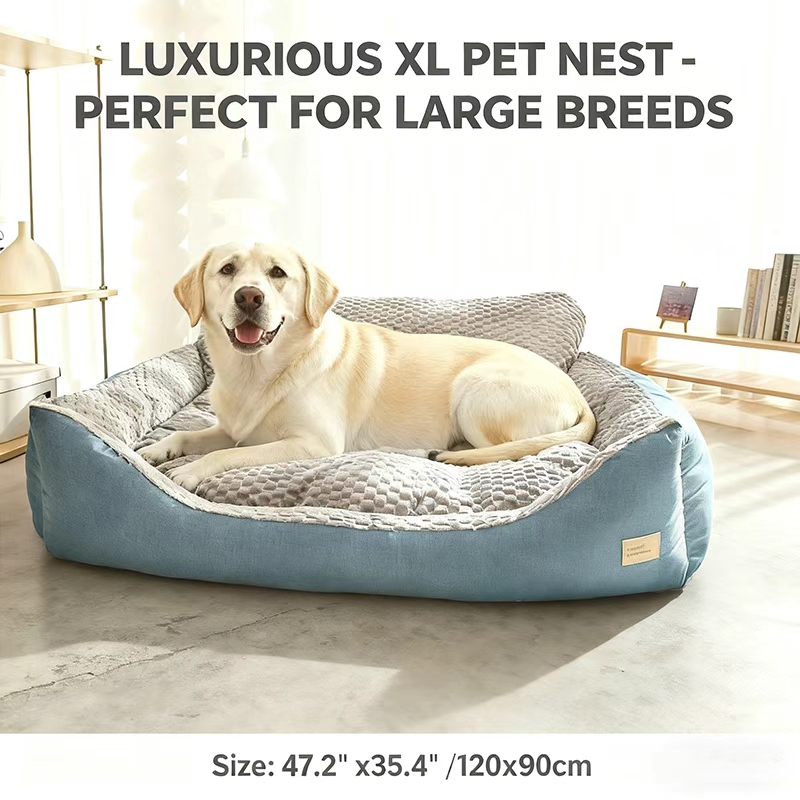 TEMU Luxury Plush Pet Sofa Bed- Extra-large Thick& Warm Dog Bed With High Backrest, , Easy-clean Cover For Large/medium/small Dogs& Cats, Pomeranian,