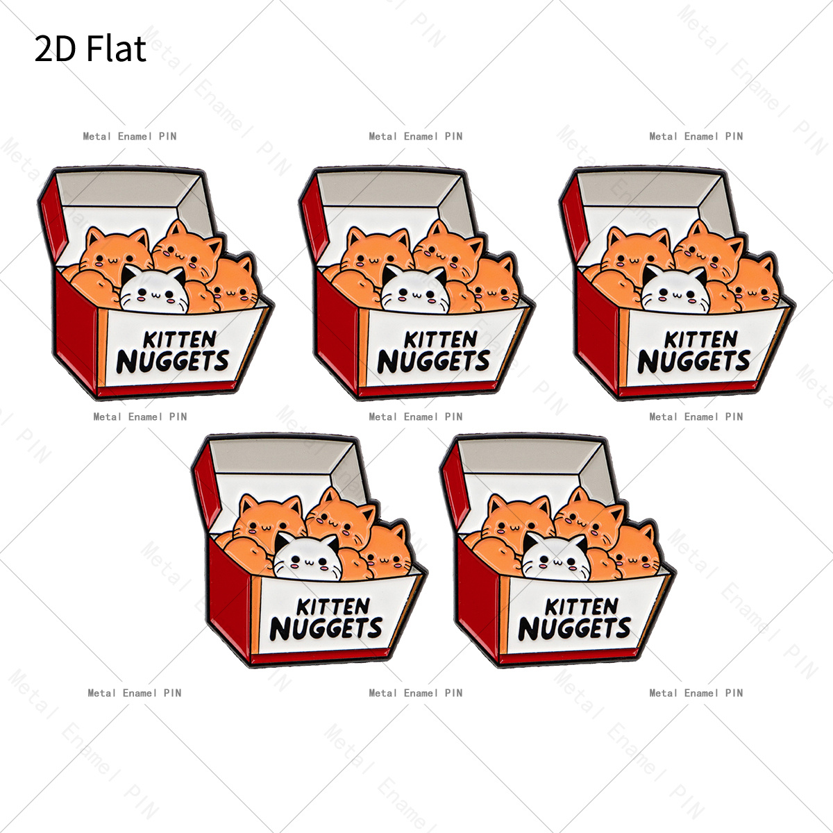 TEMU Plat 2D, Plat 2D Lot de 5 pièces "Kitten Nuggets" Épingle de Revers Chat de Dessin Animé Épingles et Broches en Émail Badges pour Sacs à Dos,