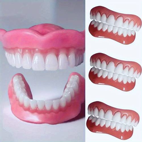 advanced denture pair upper and lower set effortless wear flawless long lasting resin material accessory