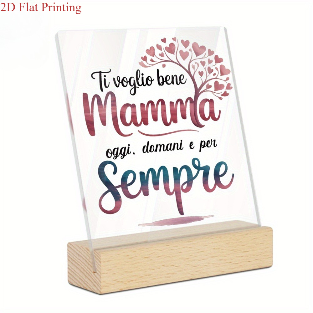 TEMU 2d Flat, Award, , 1 Italian Acrylic Sign, "i Love You, Mom" Tree-shaped Design, Suitable For Mother's Day, Birthdays, Weddings, Anniversaries,