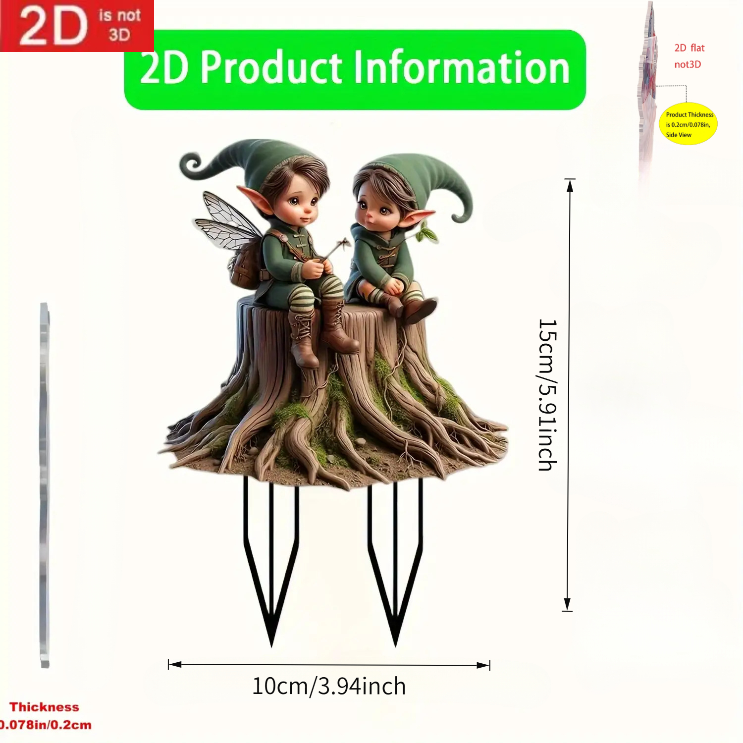 TEMU 2d Flat, 2d For Fiat Acrylic Flat Forest Fairy Garden Decoration, Flat Cute Tree Elf And Fantasy Fairy Figurines, Durable Indoor/outdoor