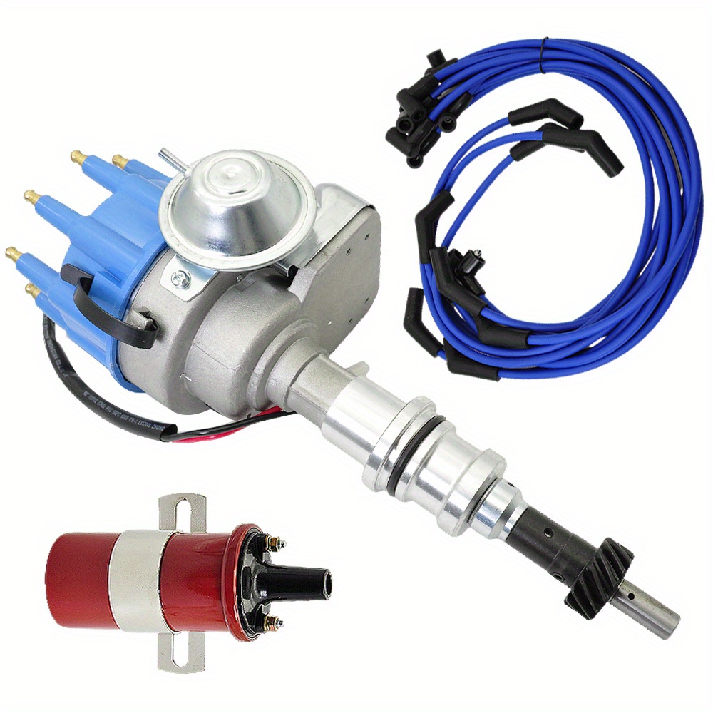 TEMU Small Hei Distributor With Coil And 8.5mm Spark Plug Wires For Ford 289 And 302 Engines