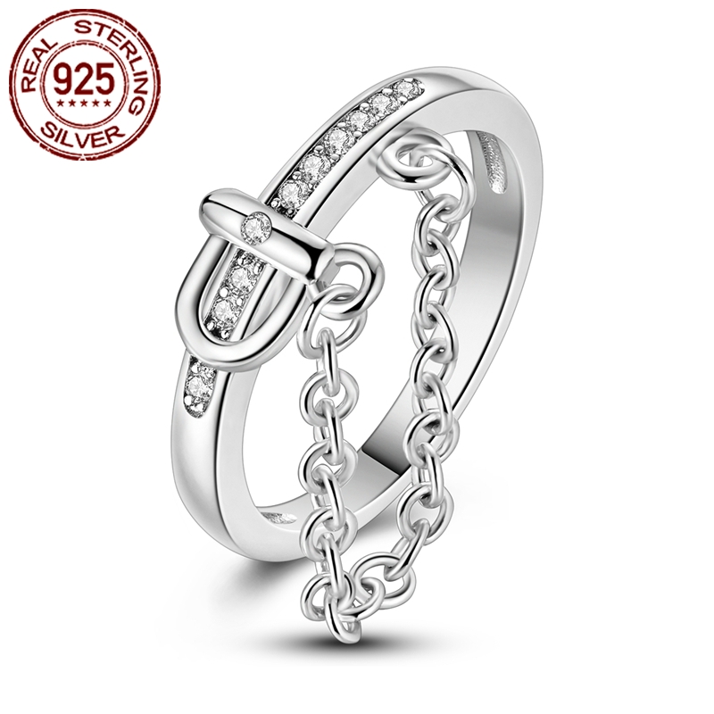 Women's Pure Silver Belt Tassel Stone Ring, Elegant Gift