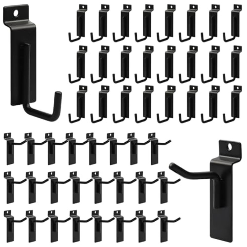 50 pack   accessories kit 25 pack j shaped and 25 pack 2 straight hooks garage wall hanging display hooks black