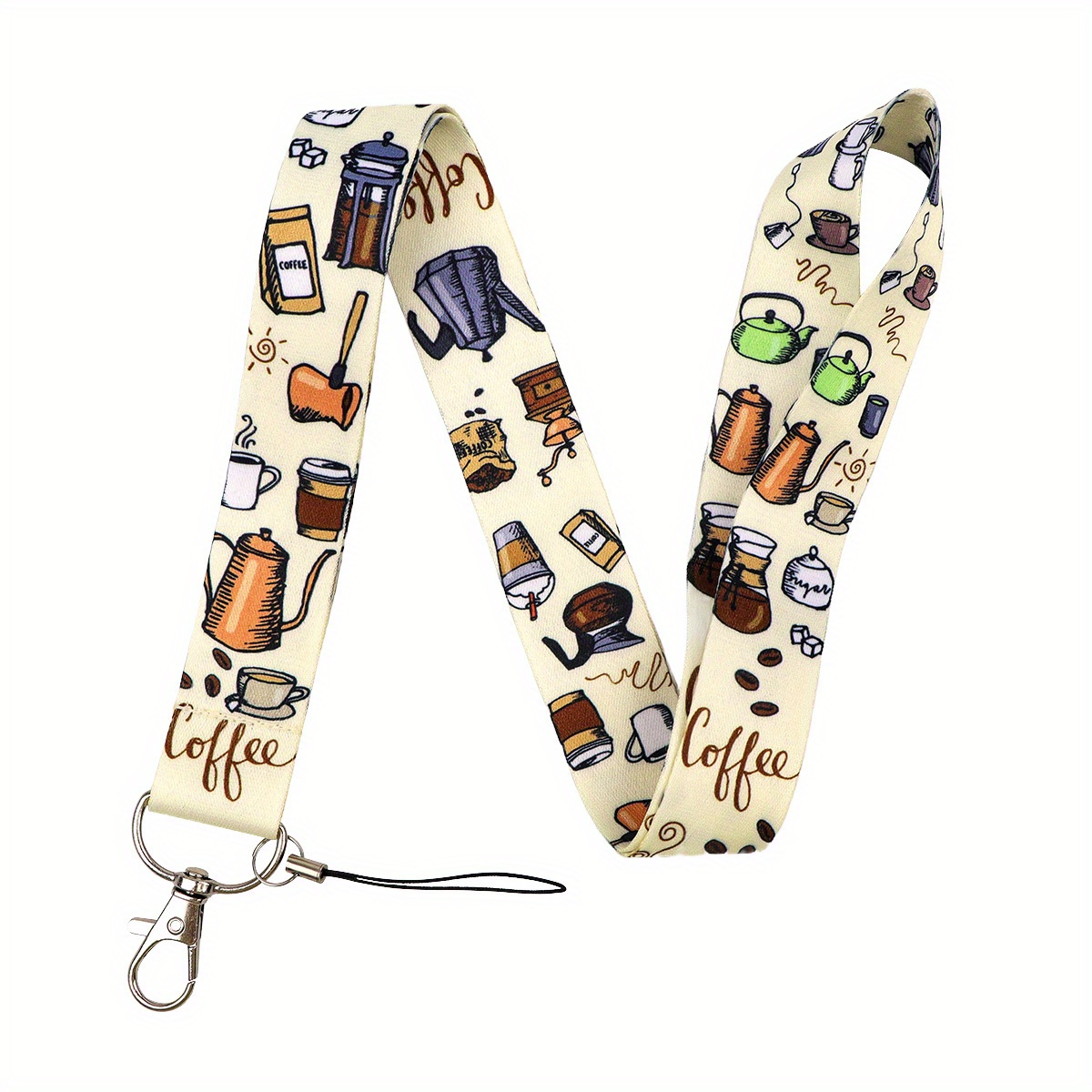 TEMU 1 porte-clés café avec cordon pour chaîne de clés, étui de protection pour carte, porte-clés pour ajouts de porte-clés, cadeaux