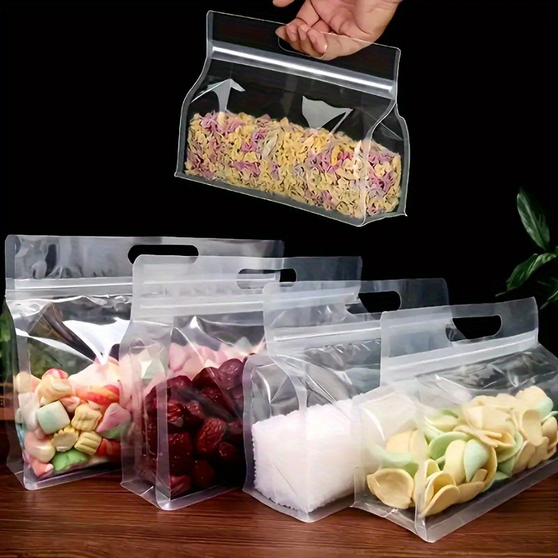 40-pack octagonal transparent self-sealing bags, thick plastic zipper pouches for food and tea packaging, airtight storage of snacks, mushrooms, and pasta, food-grade plastic bags 0