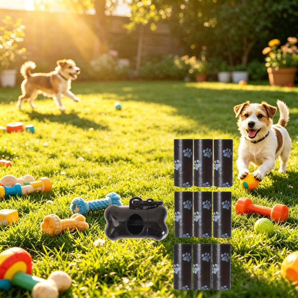181pcs Dog Poop Bags & Dispenser Kit - 9 Waste Bags With Bone Shaped Holder, Leash Clip, Leak-proof Pet Waste Bags With Paw Print, Portable For Outdoor Walking