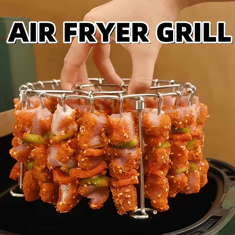   steel   rack and 24pcs skewers suitable for 3qt 6  fryer ovens essential for kitchen and outdoor grilling   heating and burn pr tion ideal for meat and vegetables