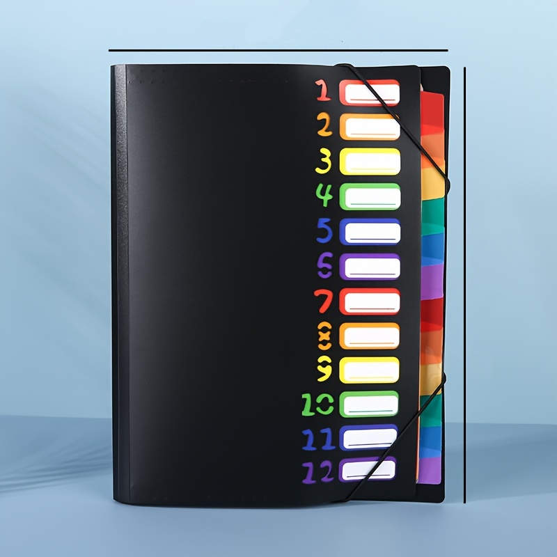 TEMU Classeur à grille A4, trousse de classement avec 12 séparateurs à étiquettes colorées, pour organiser les fichiers, boîte de rangement pour