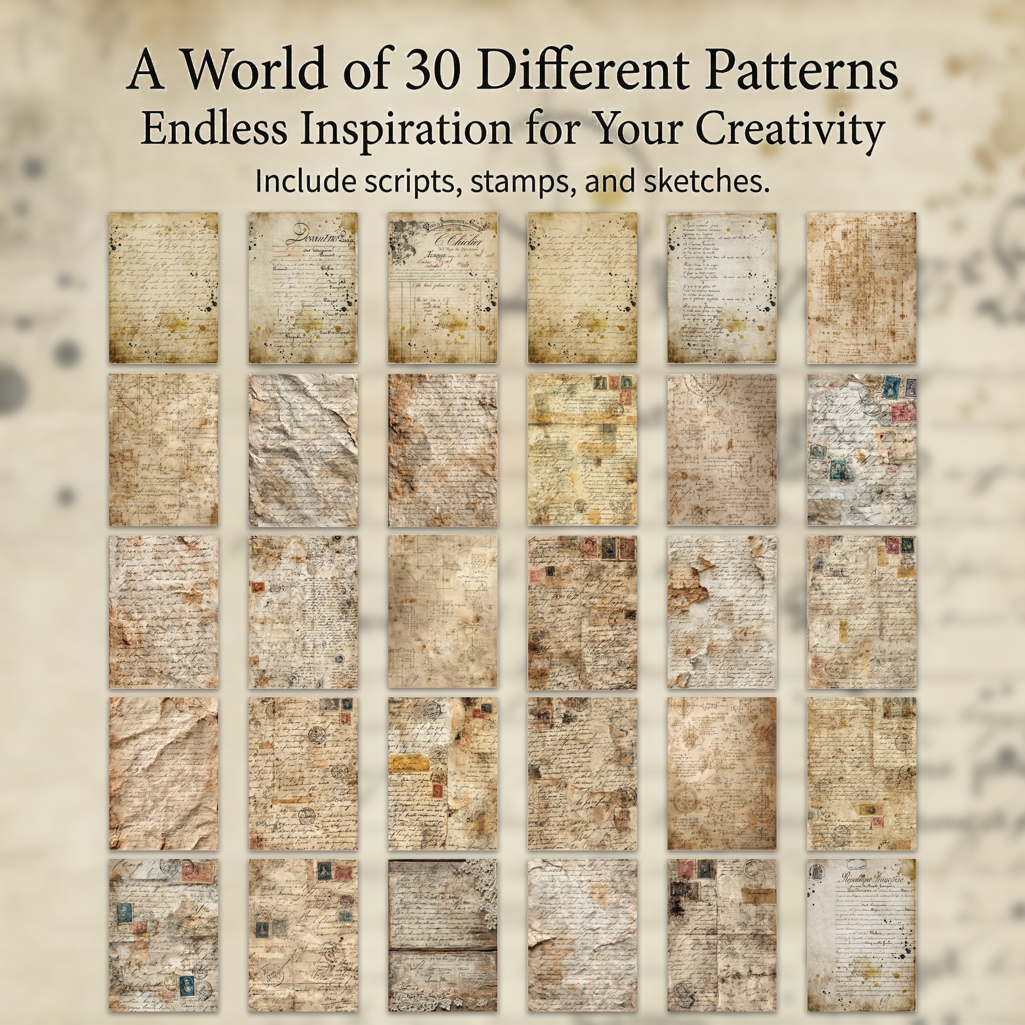 Image of 30pcs Of Vintage Scrapbooking Paper, Aesthetically Decorative Sheets Ideal For Junk Journaling, Featuring High-definition Retro Designs Perfect For Creative Crafting And Enhancing Scrapbooks