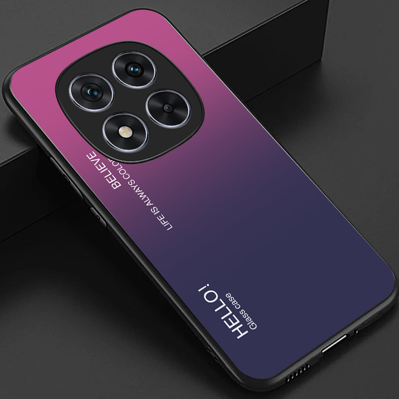 TEMU Phone Case: Case For Redmi Note 14 Pro Poco X7 5g 4g Phone Case, Stylish Gradient Color Purple Pattern Glossy Glass Back Cover Gift