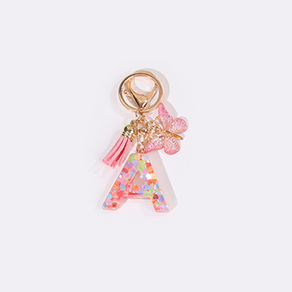 TEMU A Lady's Letter Keychain With A Lobster Clasp Design Featuring A Light Pink And Charm, Suitable As A Valentine's Day Or Birthday Gift, Or For
